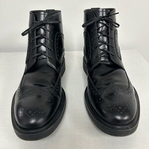 Salvatore Ferragamo Black Leather Brogue Boots